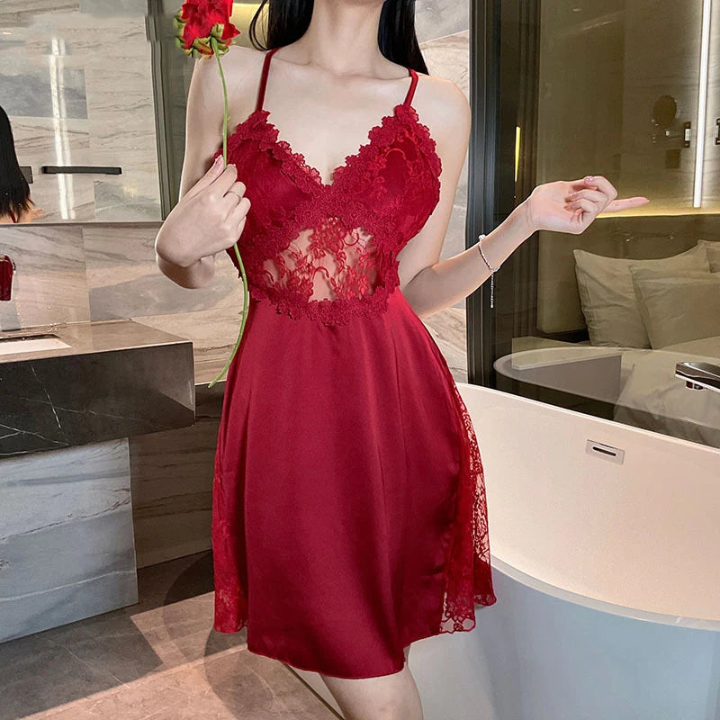 Backless Lace Nightgown Set