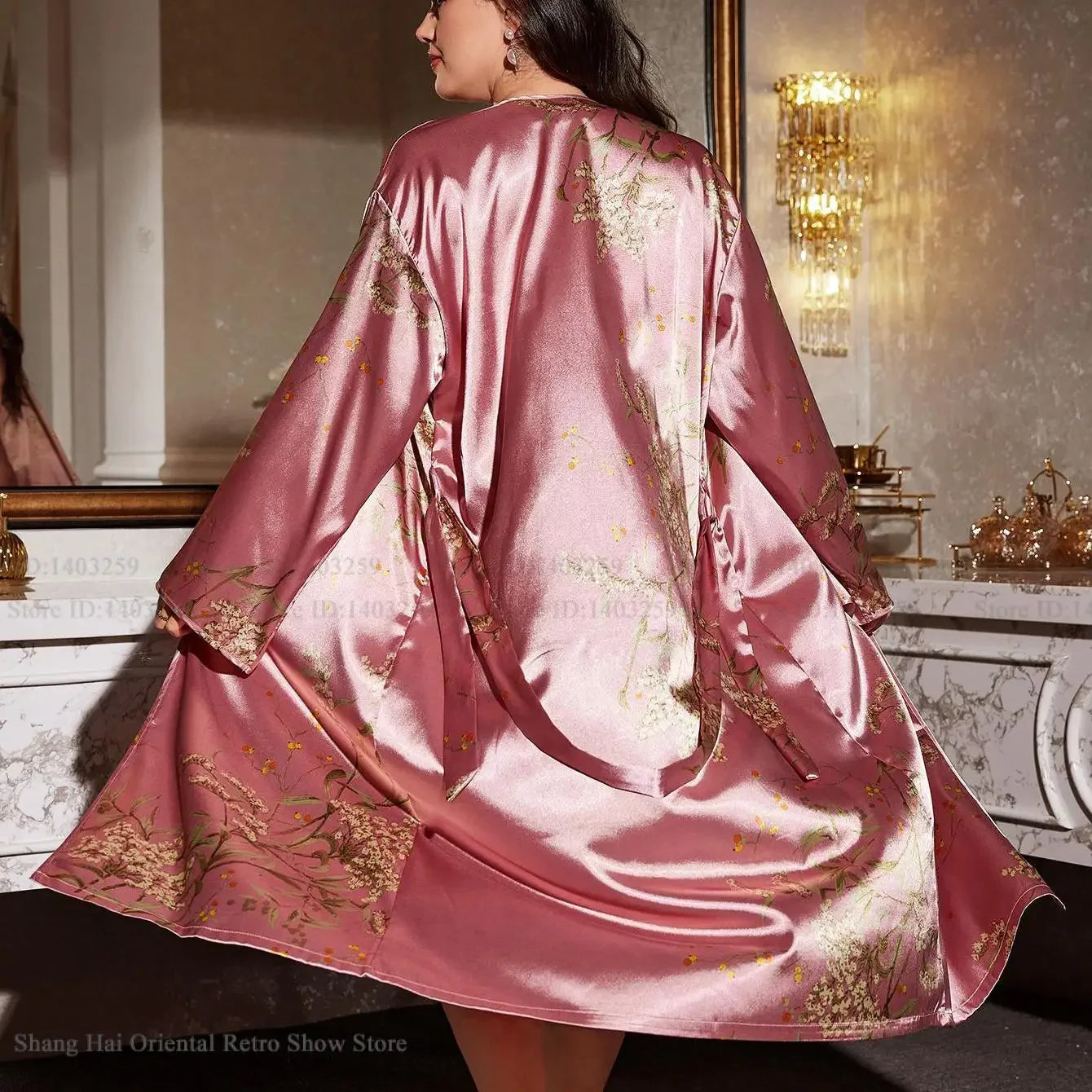 Cherry Print Kimono Robe Set
