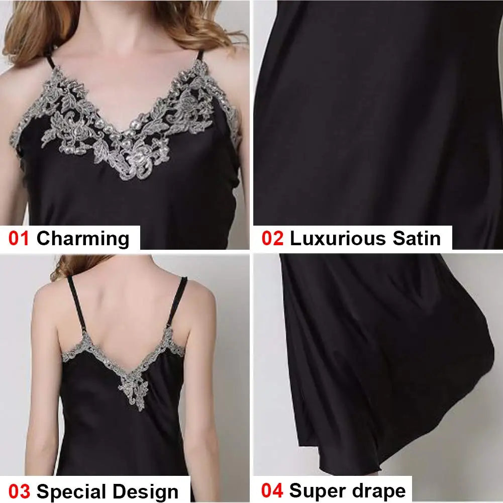 Lace Panel Long Nightgown