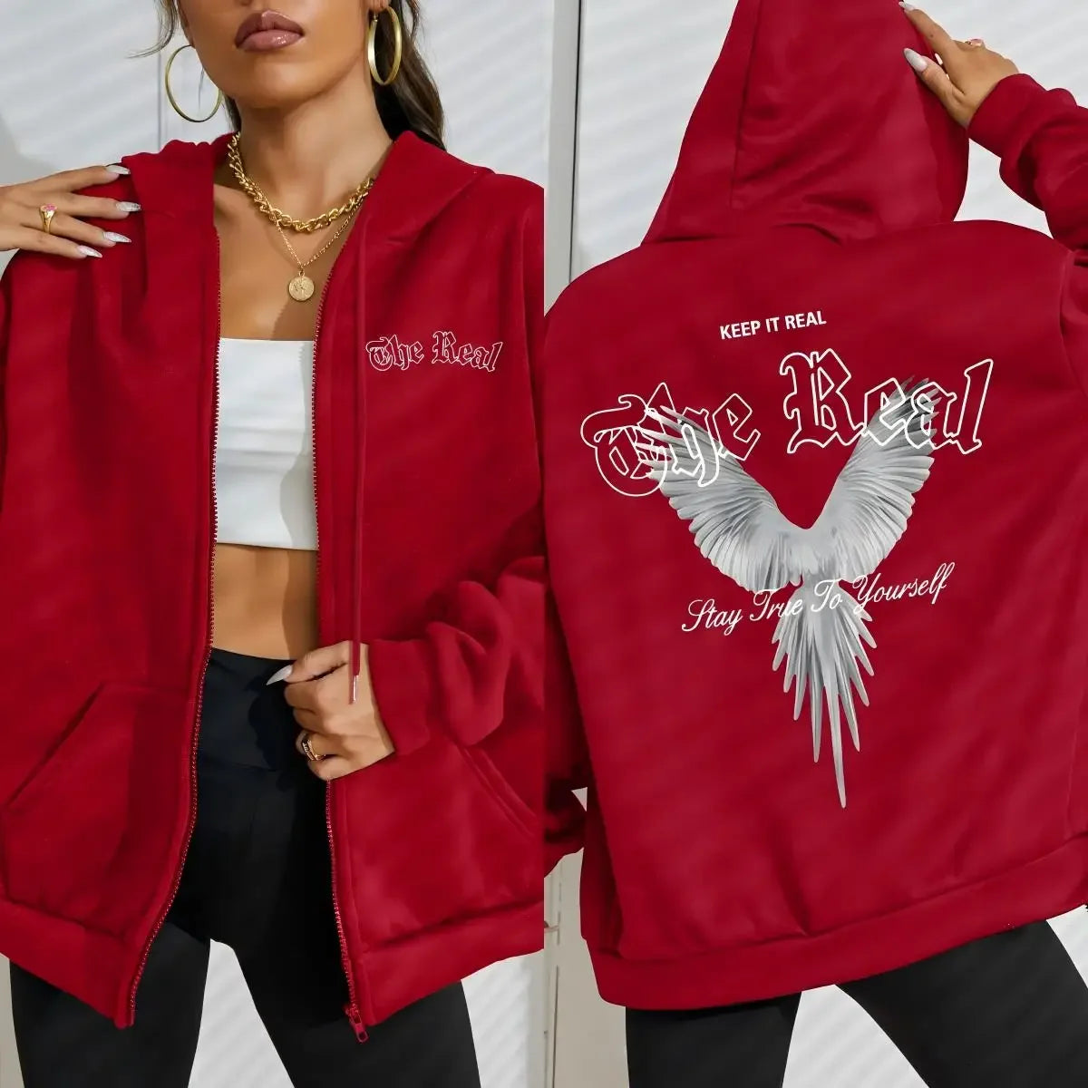 Wings Graphic Zip Hoodie