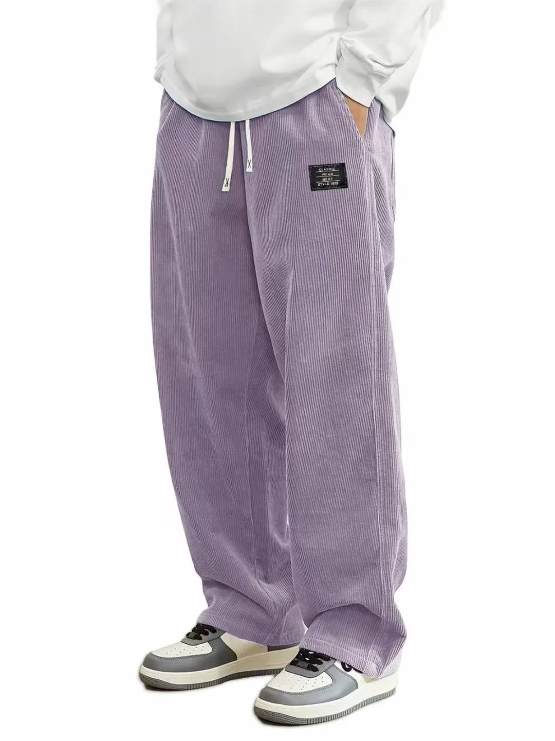 Corduroy Drawstring Straight Pants