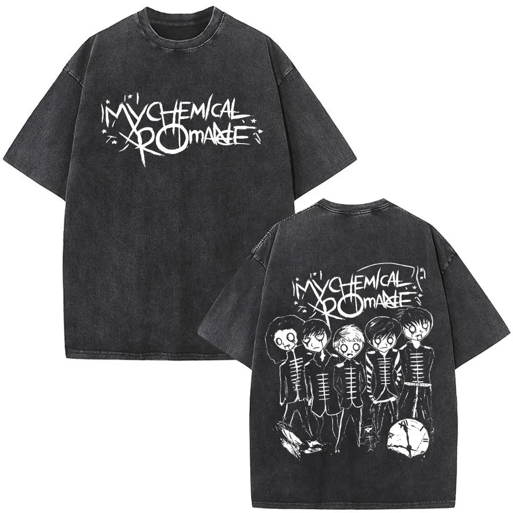 Rock Band My Chemical Romance Washed T-shirt Long Live The Black Parade Tour 2025 Gothic T-shirts Men's Women Oversized T Shirts