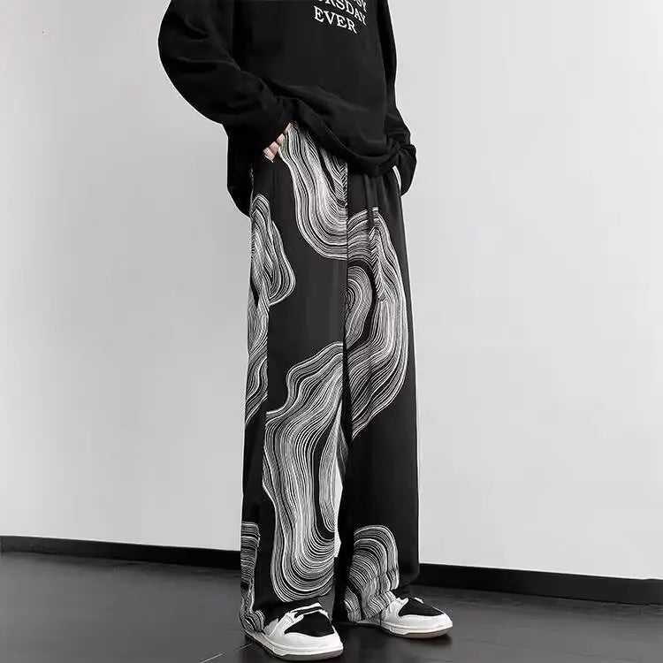 Solid Wide-Leg Street Pants