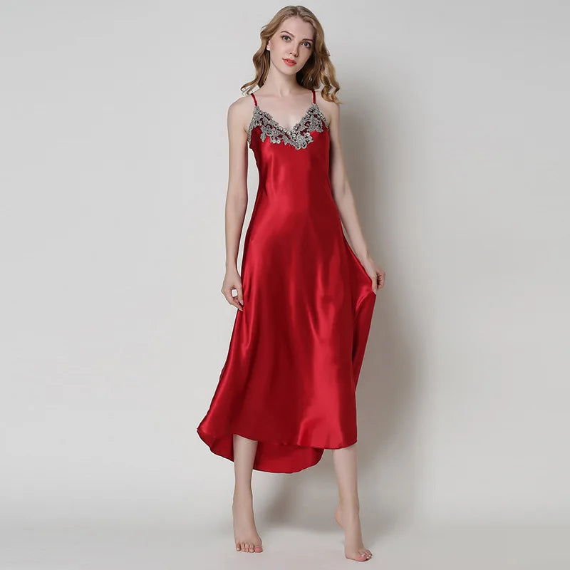 Lace Panel Long Nightgown