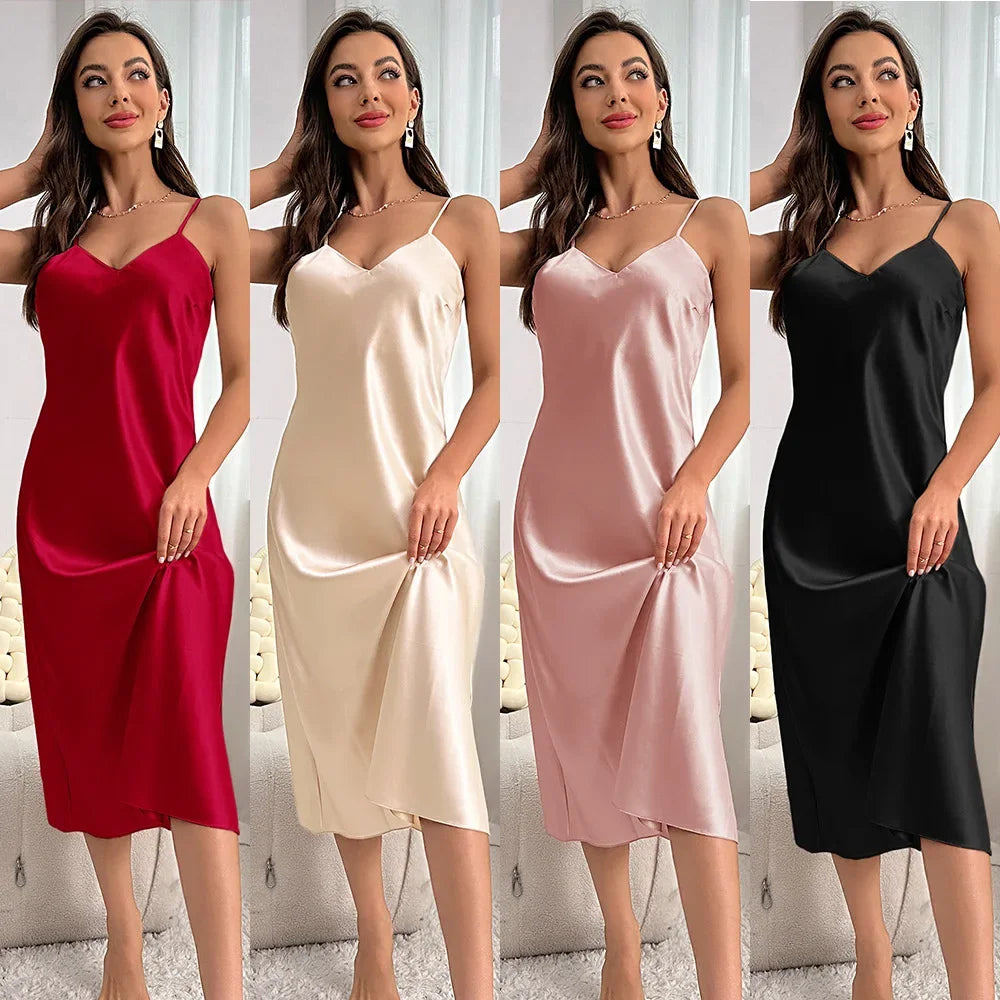 Long Satin Halter Nightdress