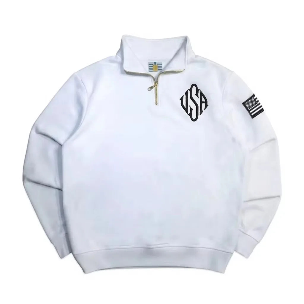 Y2K Quarter-Zip Embroidered Hoodie