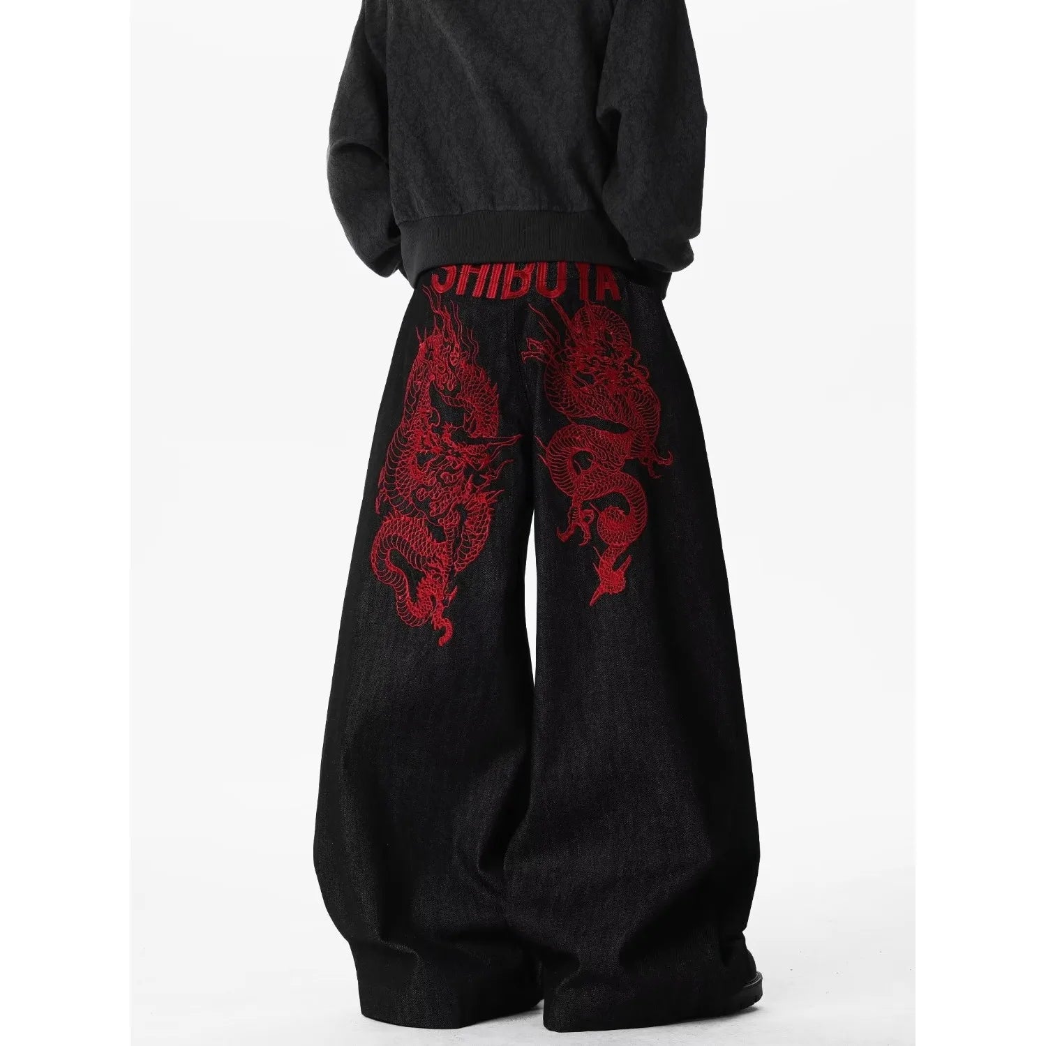 Red Dragon Wide-Leg Jeans