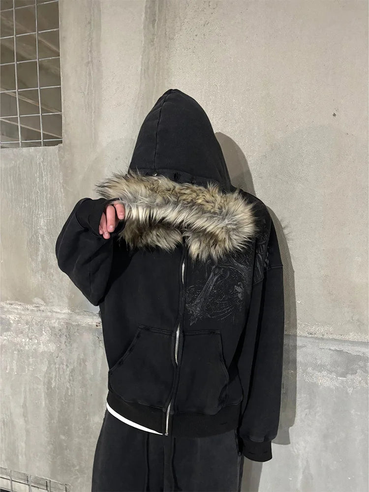 Y2K Faux Fur Hoodie