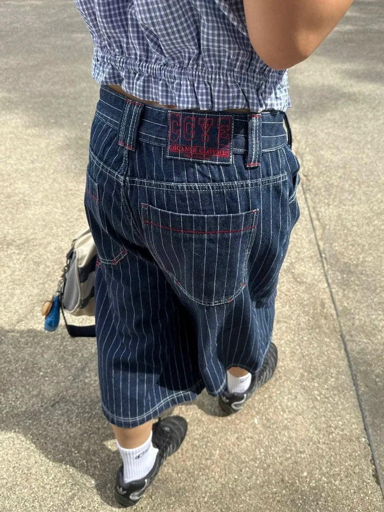 Light Blue Calf-Length Cargo Jeans