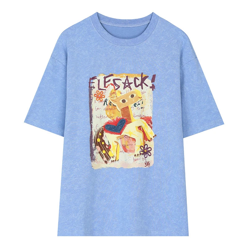 Pony Print Washed Tee