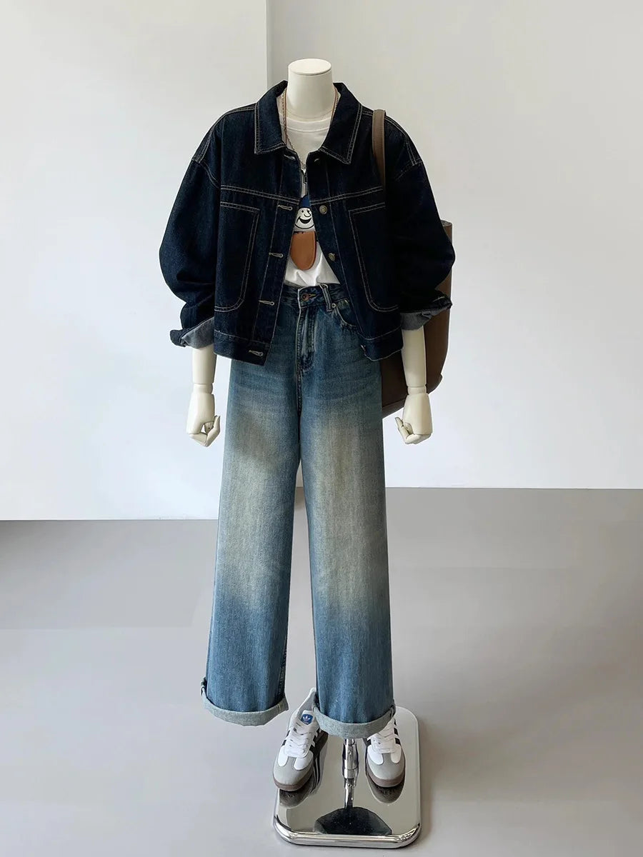 Washed Oversized Denim Workwear Jacket