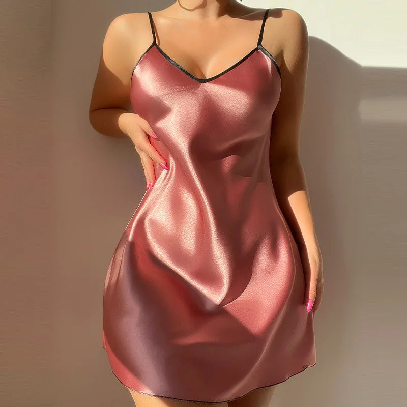 Lace Backless Satin Nightdress