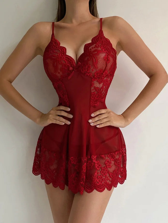 Lace Mesh Nightdress Set