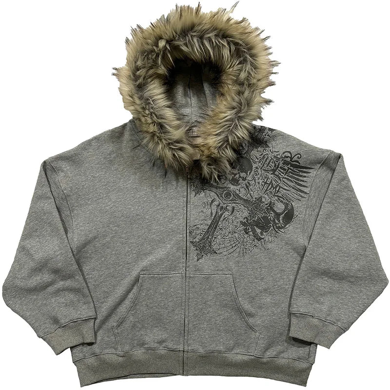 Y2K Faux Fur Hoodie
