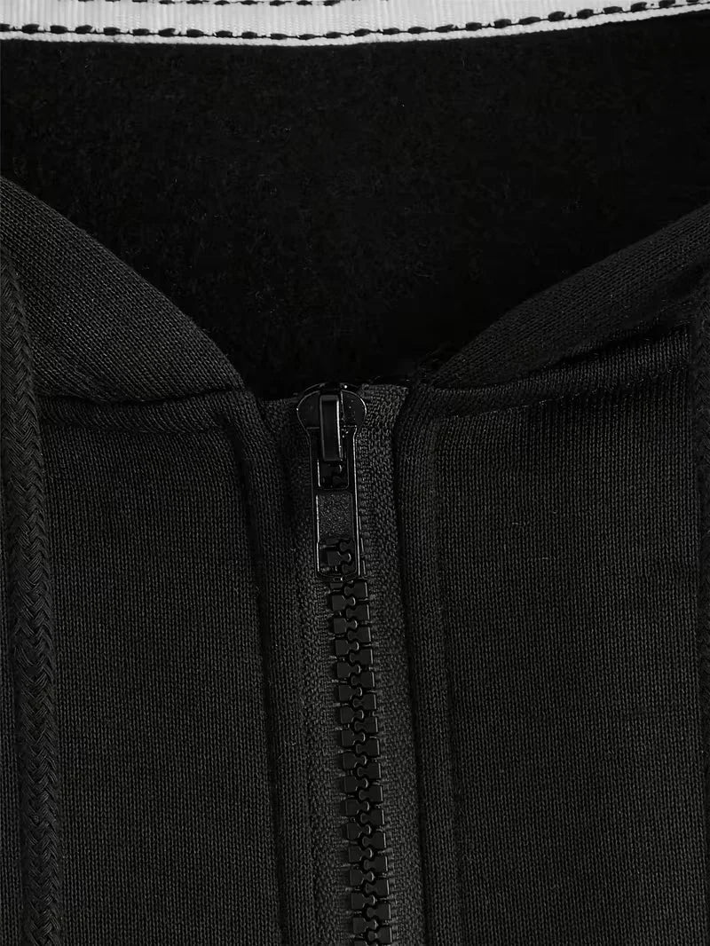 Black Oversized Zip Hoodie