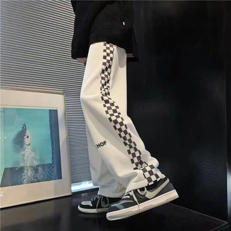 Grid Print Jogger Pants