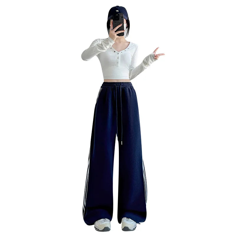 Striped Wide-Leg Sweatpants