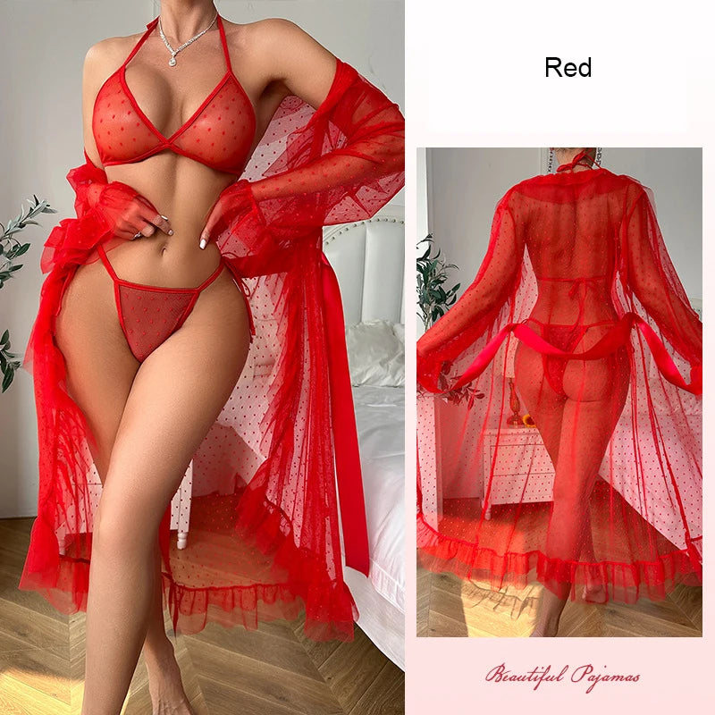 Feather Trim Bridal Robe