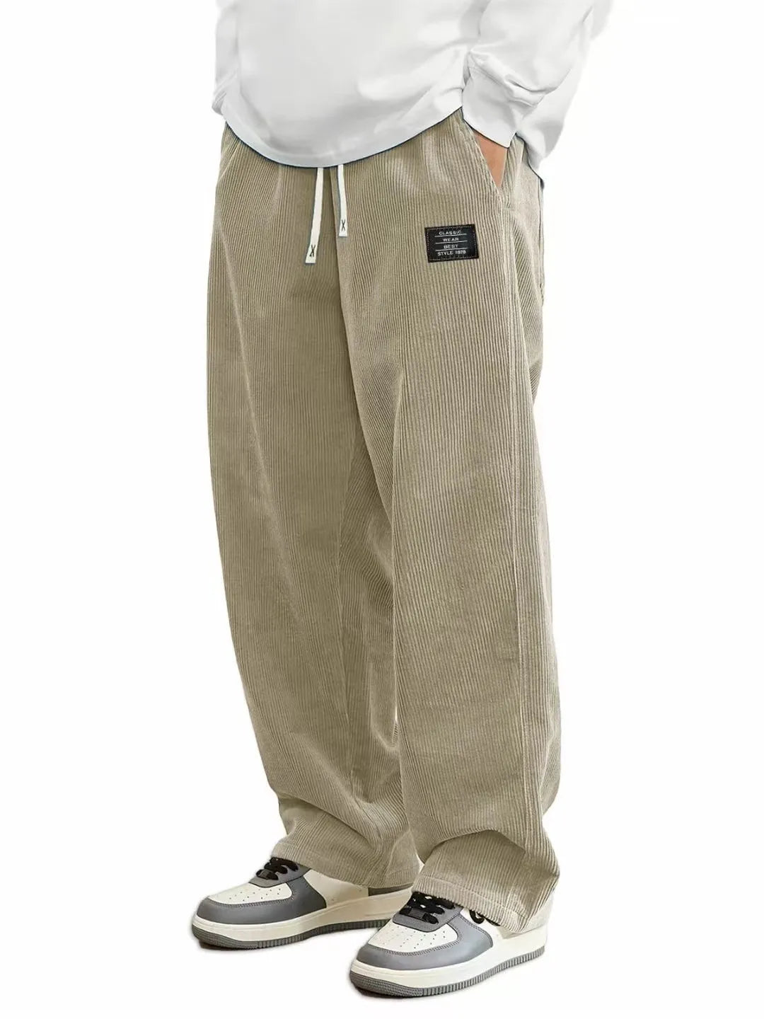 Corduroy Drawstring Straight Pants