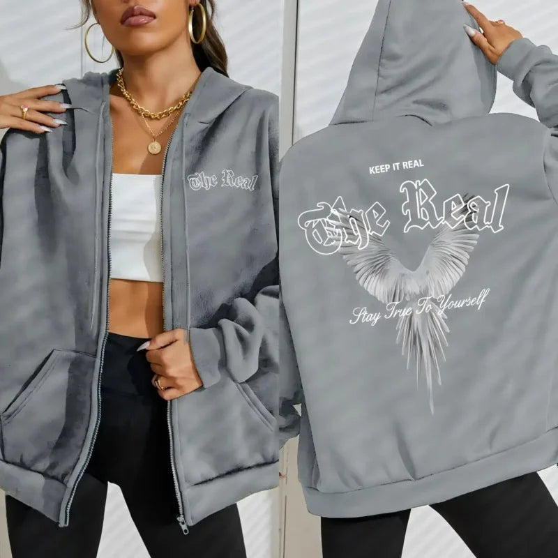 Wings Graphic Zip Hoodie