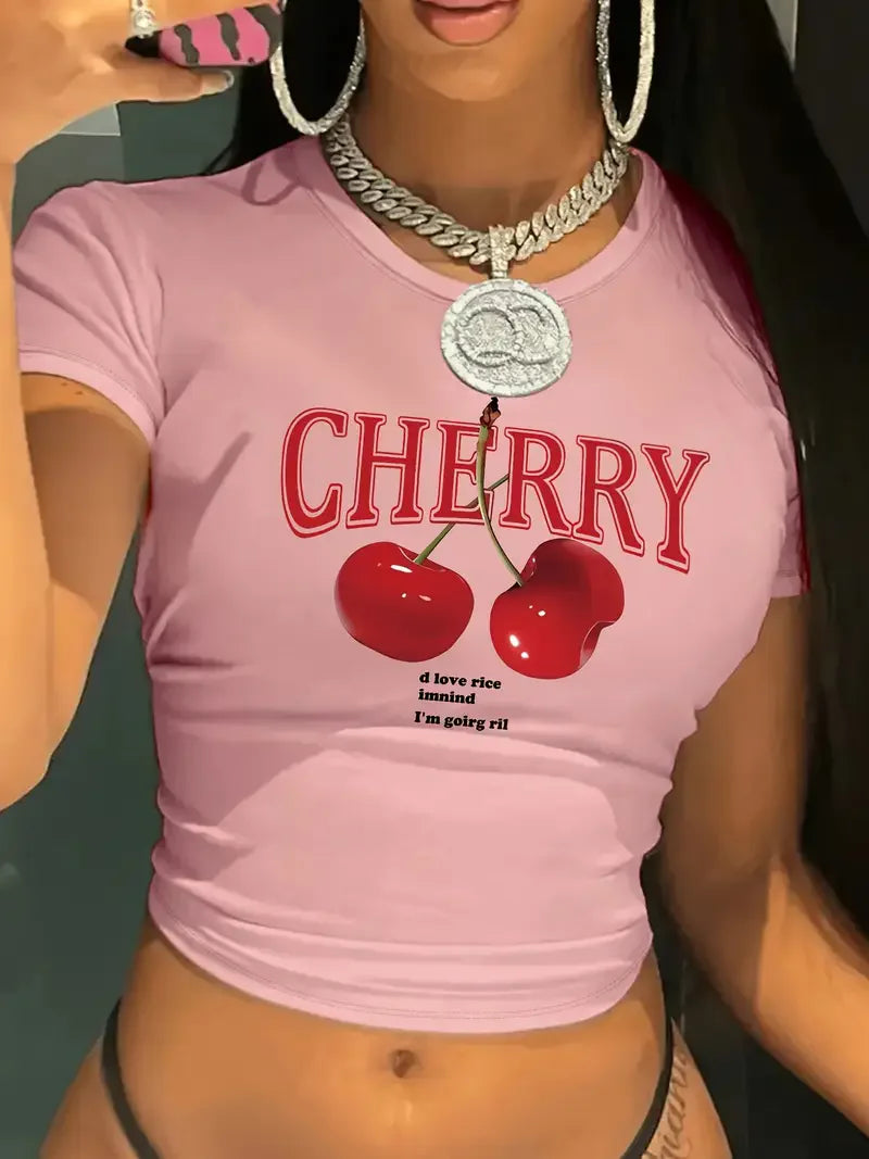 Cherry Print Crop Top