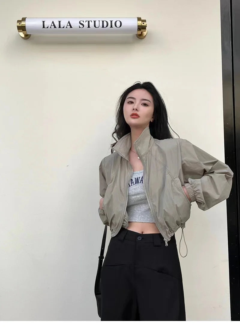 Vintage Cropped Windbreaker Jacket