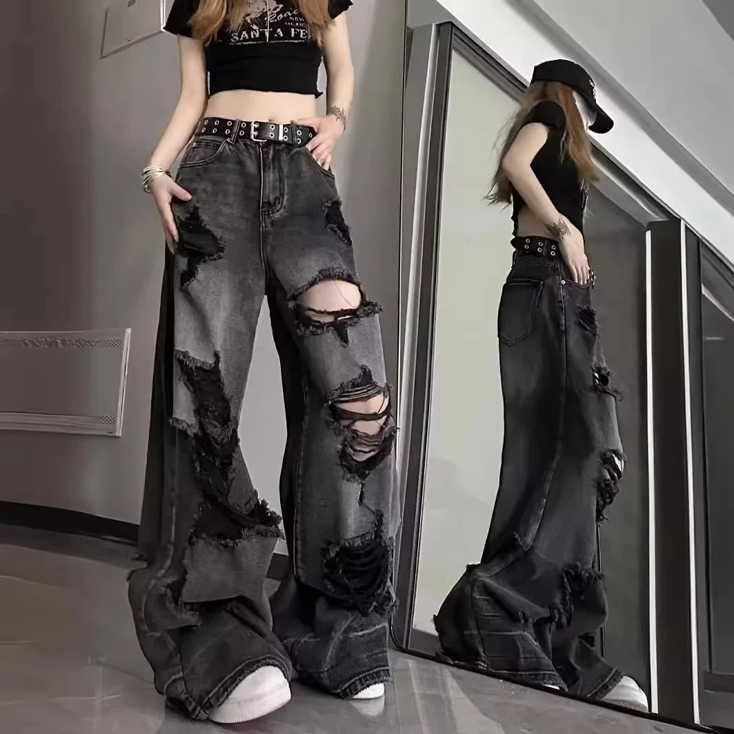 Distressed Bell-Bottom Jeans