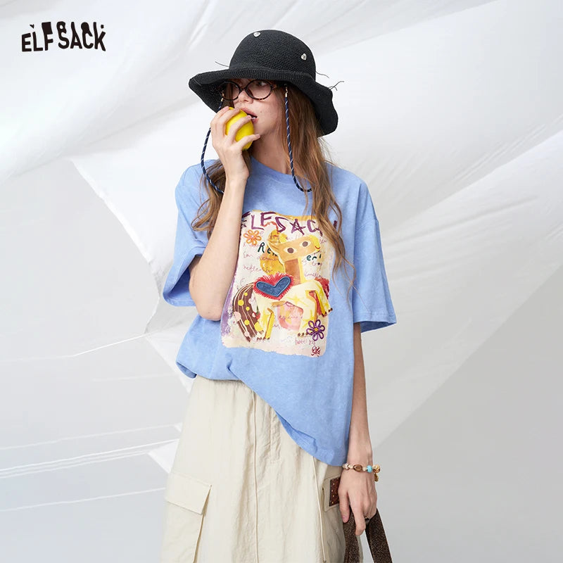 Pony Print Washed Tee