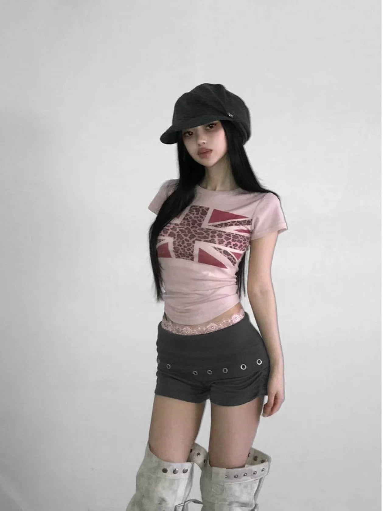 Women Slim Fit Short Sleeve T-Shirt Leopard Print Sexy American Retro Design Versatile Casual Top for Young Breathable Summer