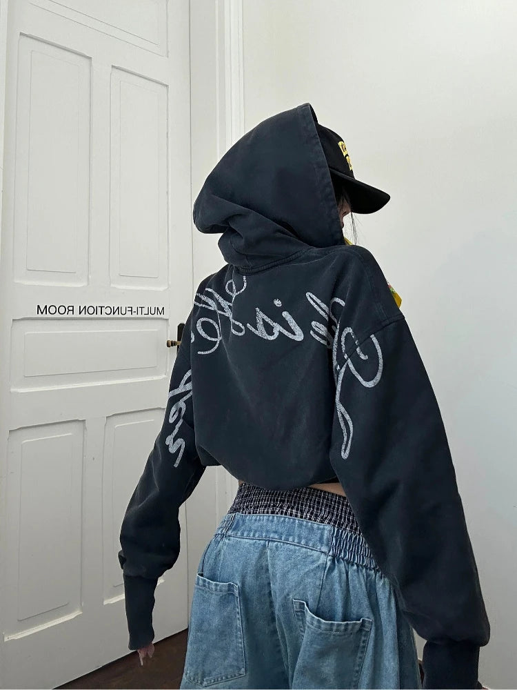 Gothic Letter Print Hoodie