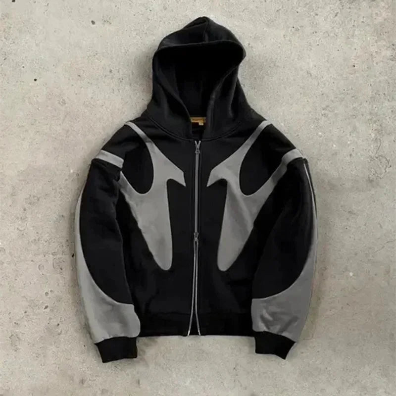 Devil Pattern Zip Hoodie