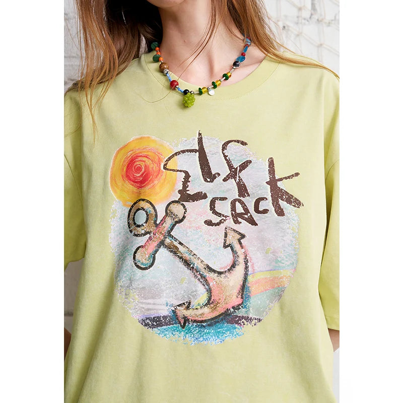 Anchor Print Oversized Tee