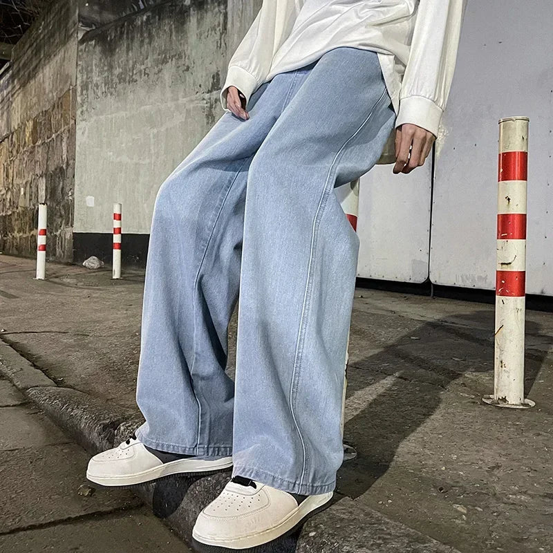Black Light-Blue Wide-Leg Jeans
