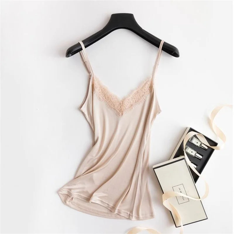 Silk Lace Trim Camisole