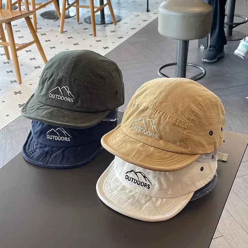 Japanese Short Brim Baseball Cap Women Street Soft Brim Sun Hat Men Outdoor Adjustable Peaked Cap