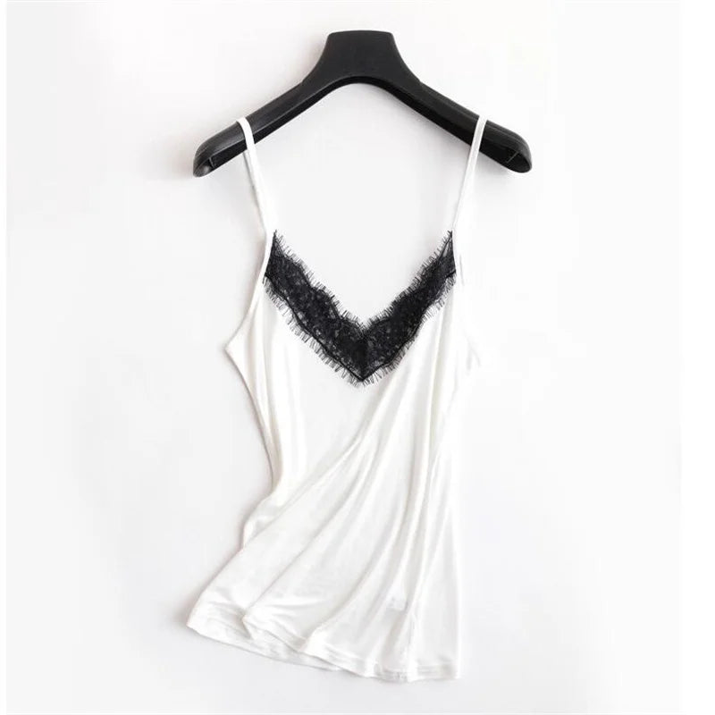 Silk Lace Trim Camisole