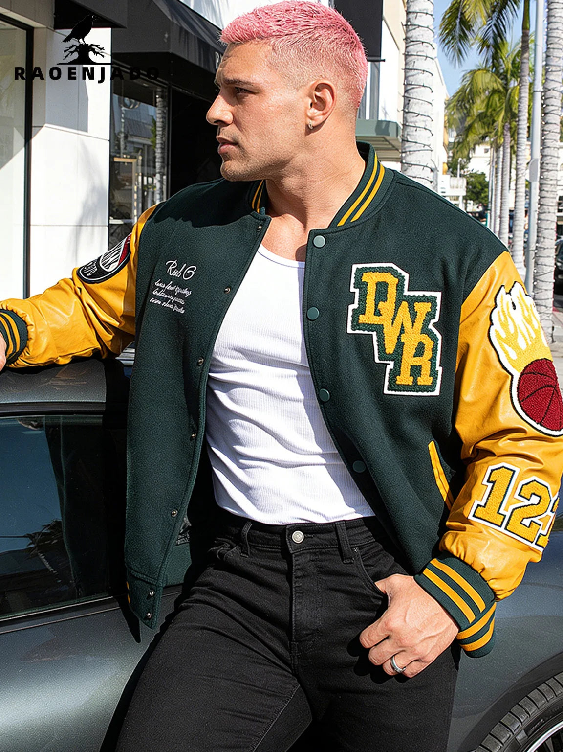 Faux Leather Varsity Jacket