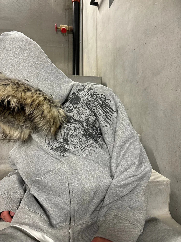 Y2K Faux Fur Hoodie