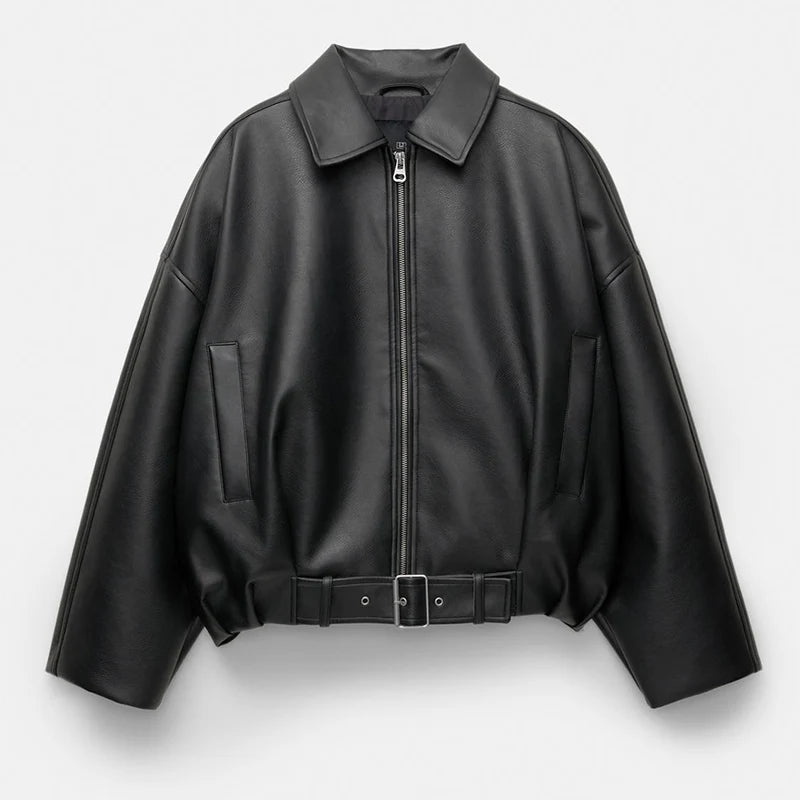 Vintage Faux Leather Bomber