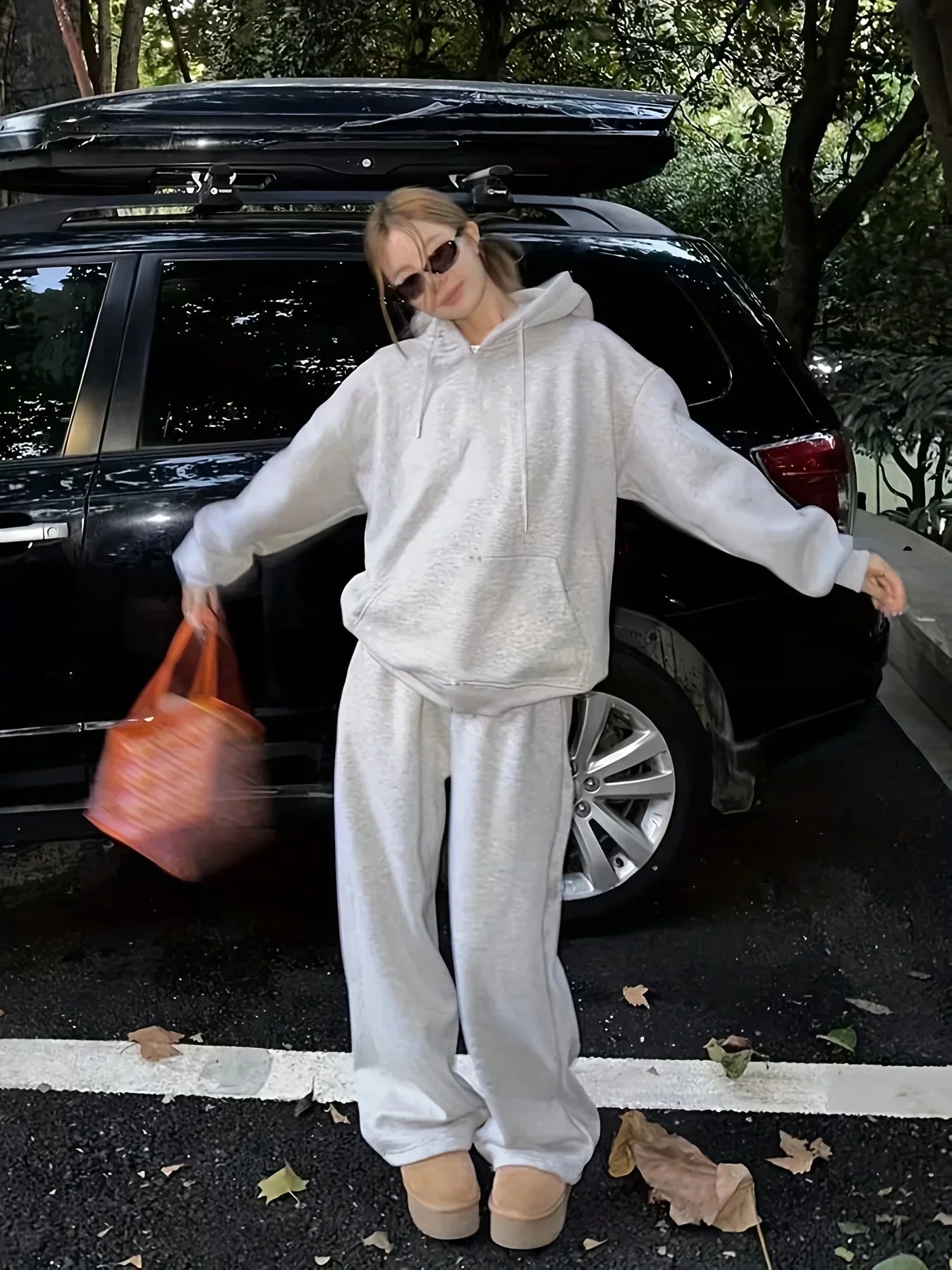 Women's Casual Gray Fleece Fashionable Autumn and Winter Hoodie Sweatshirt  Winter Clothes Women Hoodies
