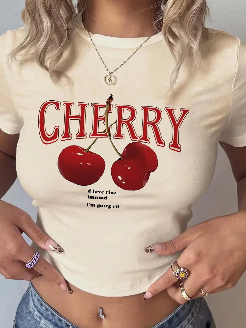 Cherry Print Crop Top