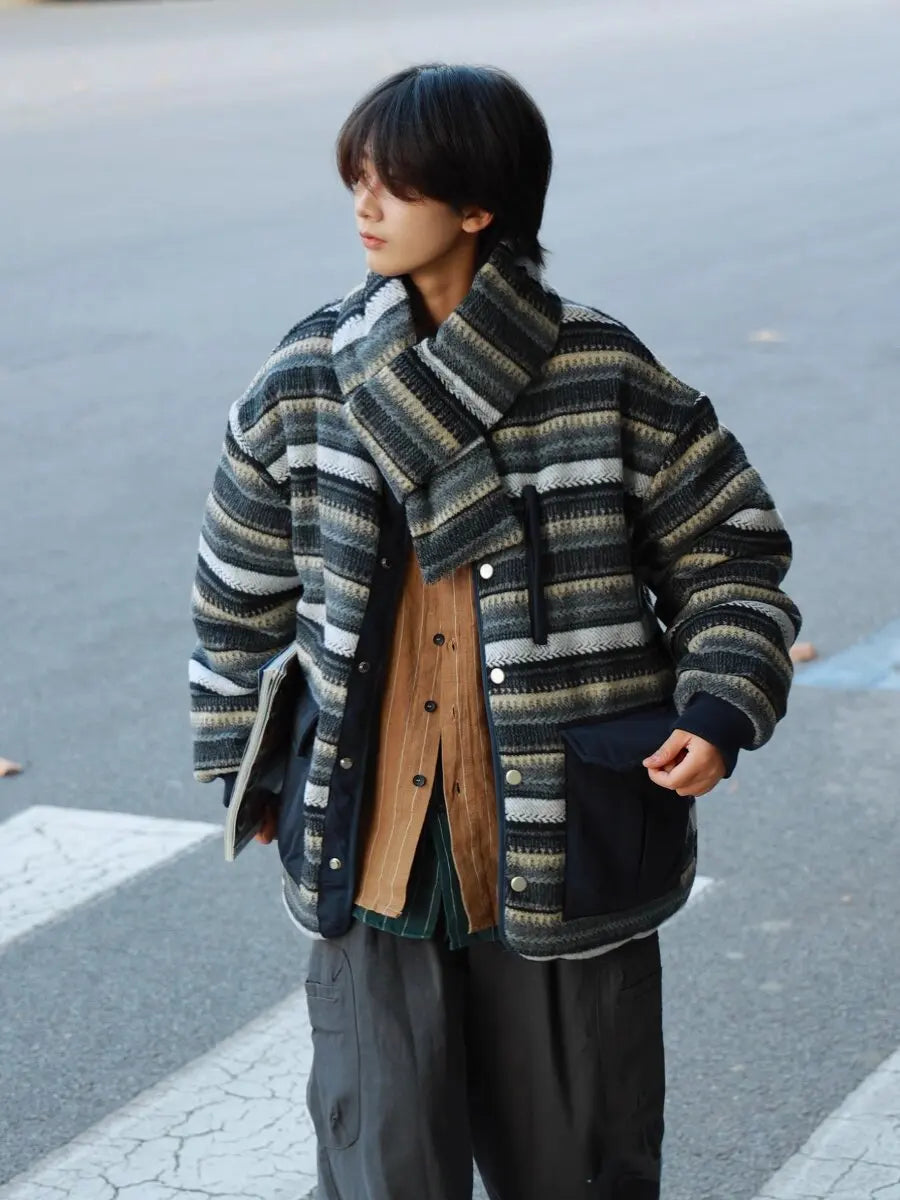 Retro Faux Fur Striped Jacket