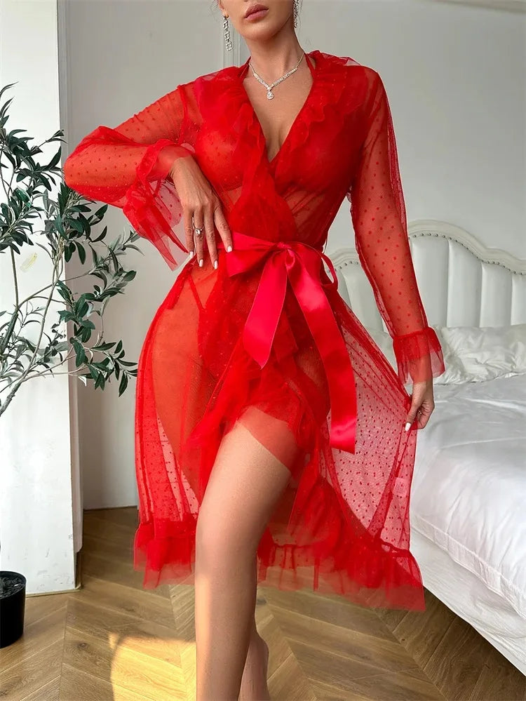 Feather Trim Bridal Robe