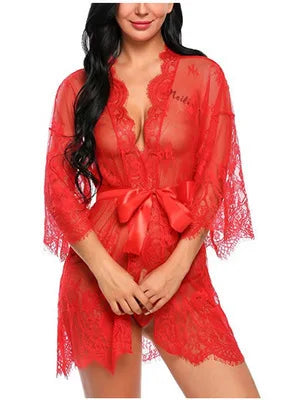 Ribbed Lace Trim Nightdress