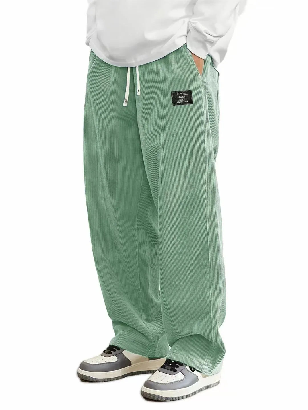 Corduroy Drawstring Straight Pants