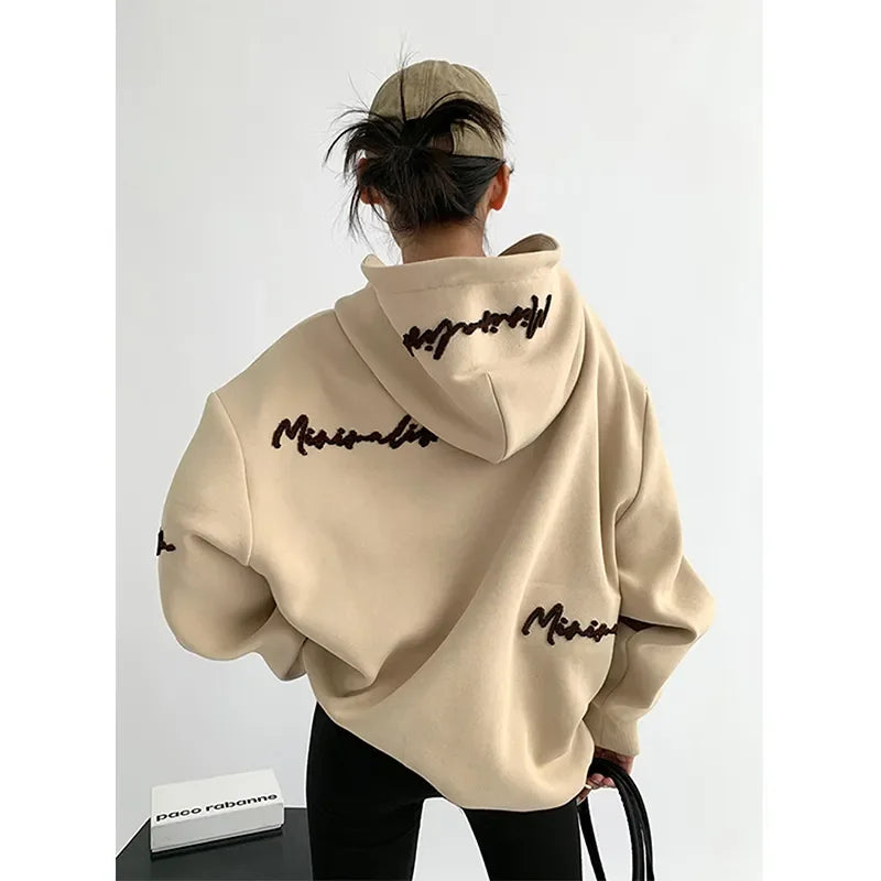 Oversized Embroidered Fleece Hoodie
