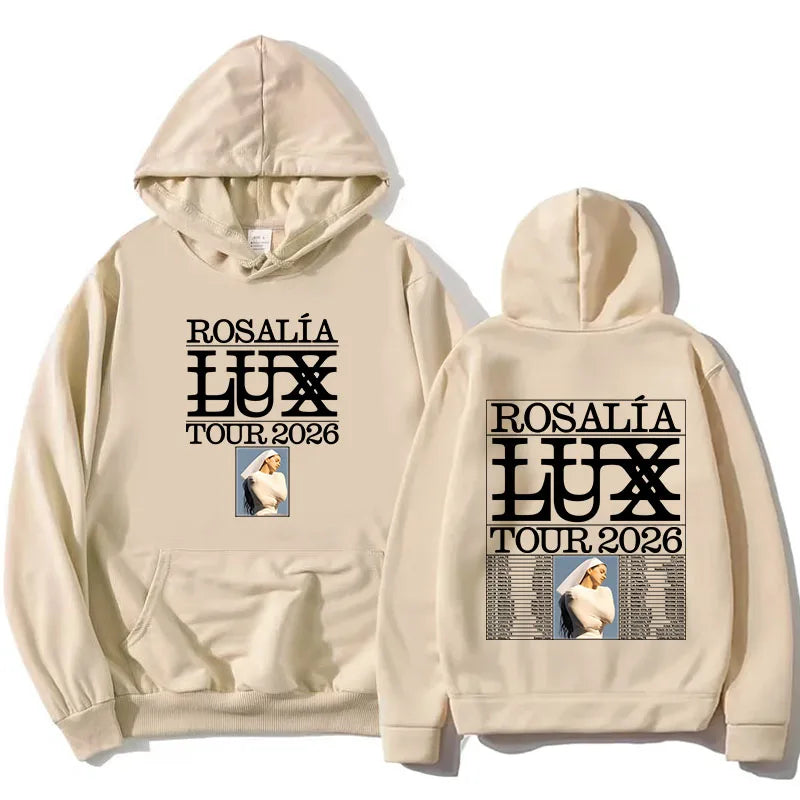 Rosalía Rosalia LUX Tour 2026 Hoodies Fashion Long Sleeve Loose Winter Sweatshirts Fleece Hooded Unisex Streetwear Print Clothes