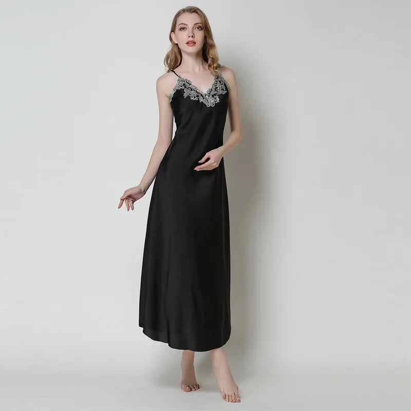 Lace Panel Long Nightgown