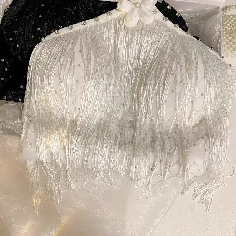 Pearl Tassel Halter Top