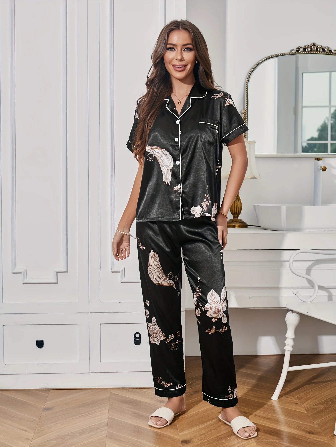 Satin Strap Pajama Set